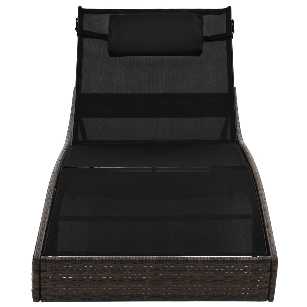 vidaXL Sonnenliege mit Kissen Poly Rattan Braun