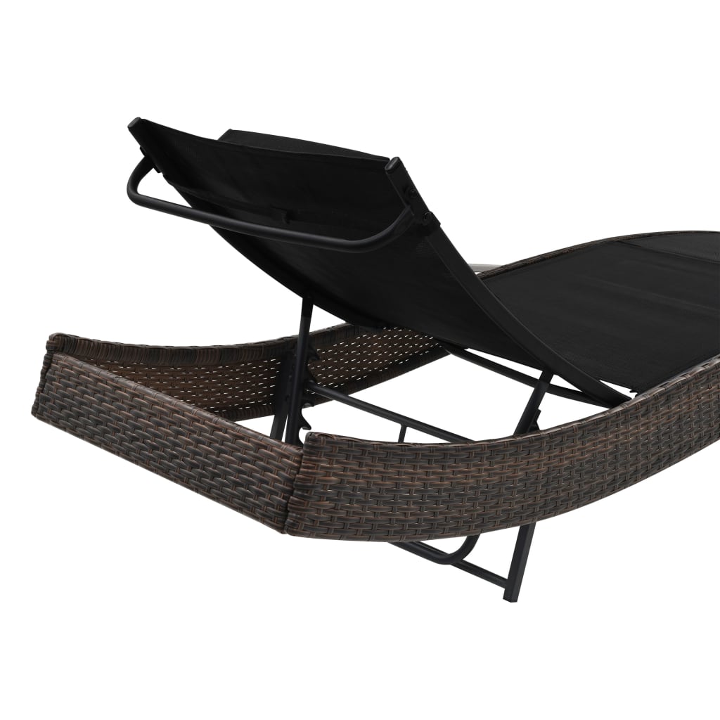vidaXL Sonnenliege mit Kissen Poly Rattan Braun