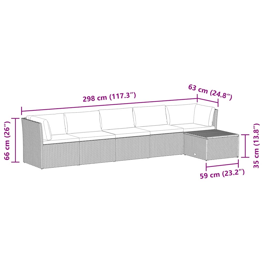vidaXL 4-tlg. Garten-Lounge-Set mit Polstern Poly Rattan Grau