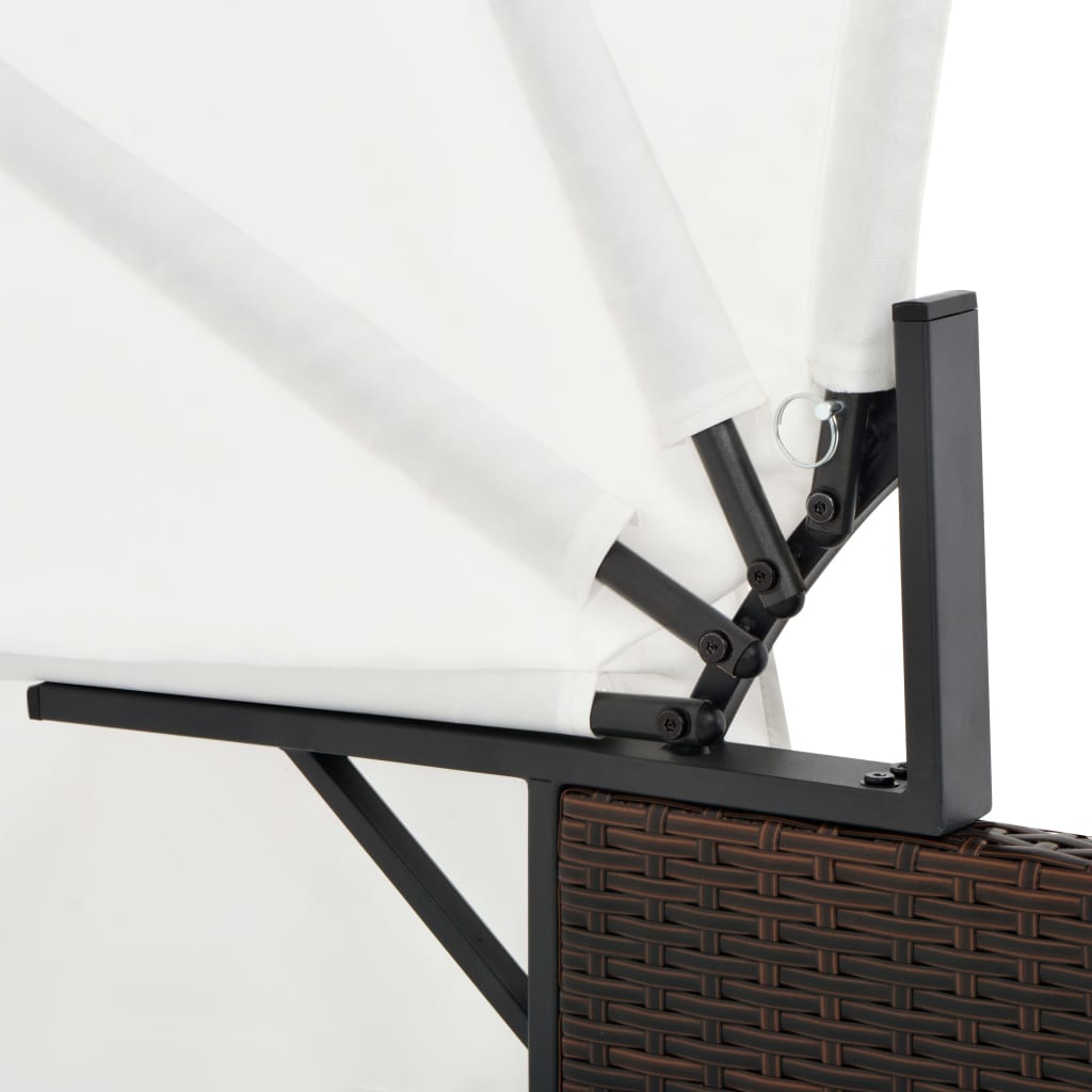 vidaXL 2-Personen-Sonnenliege mit Sonnendach Poly Rattan Braun