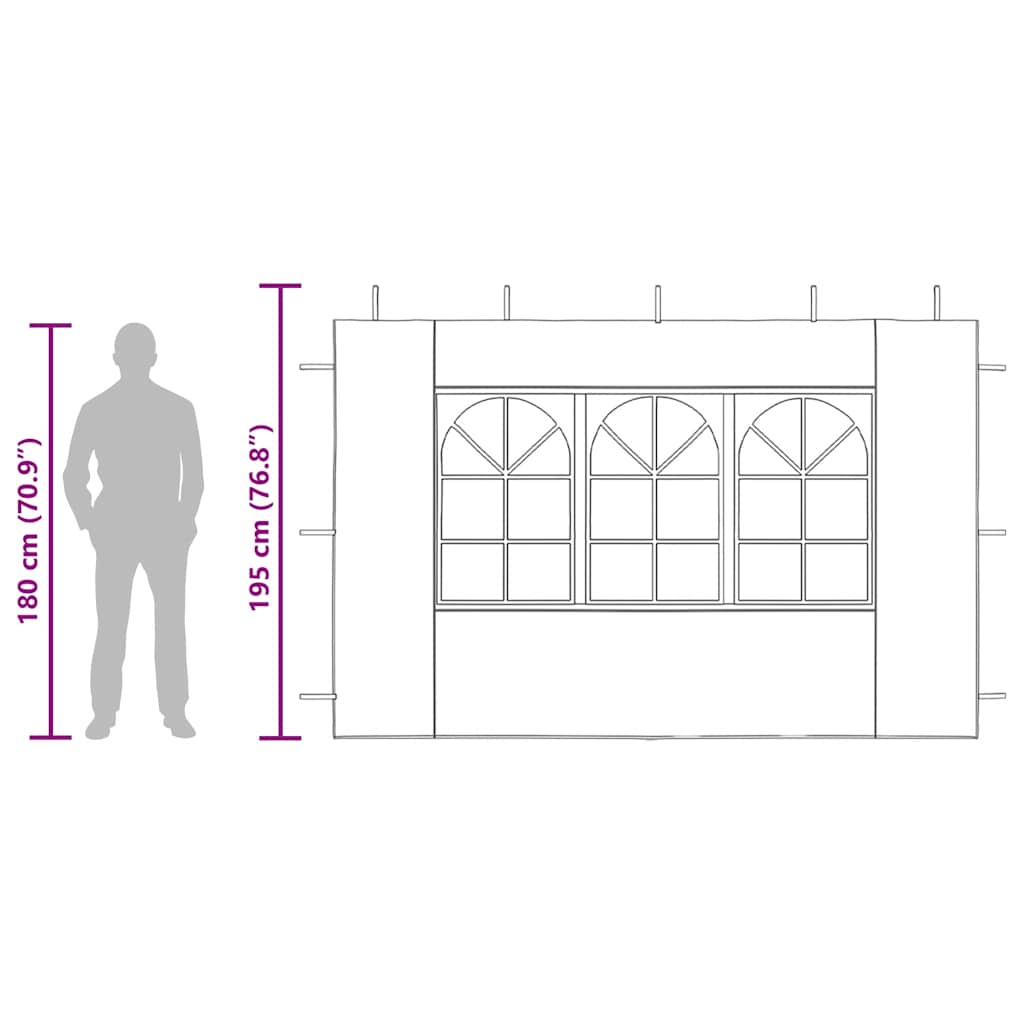 vidaXL Partyzelt-Seitenwände 2 Stück mit Fenster PE Weiß