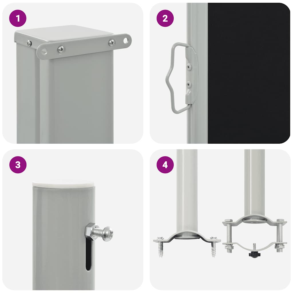 vidaXL Ausziehbare Seitenmarkise 100 x 300 cm Schwarz