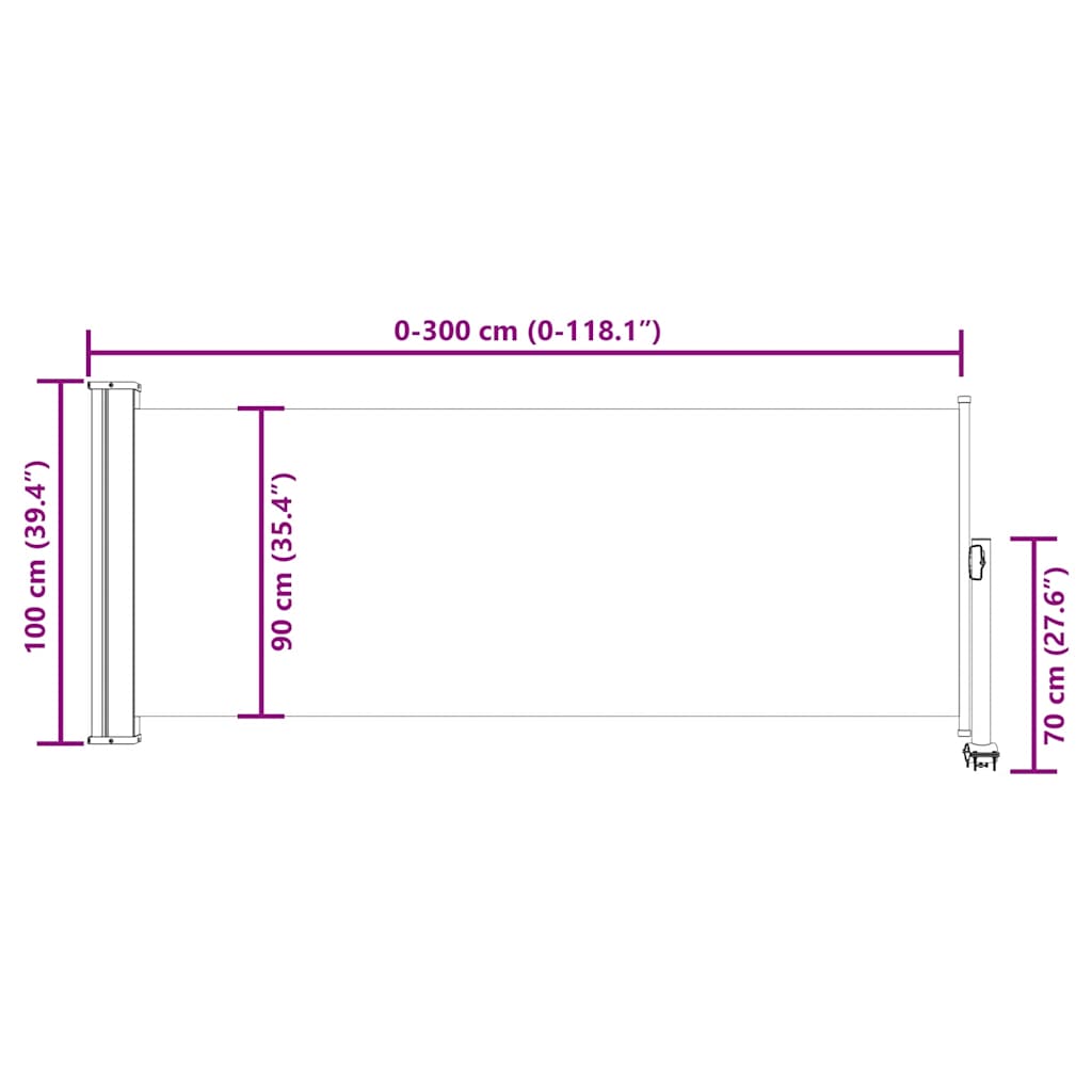 vidaXL Ausziehbare Seitenmarkise 100 x 300 cm Schwarz