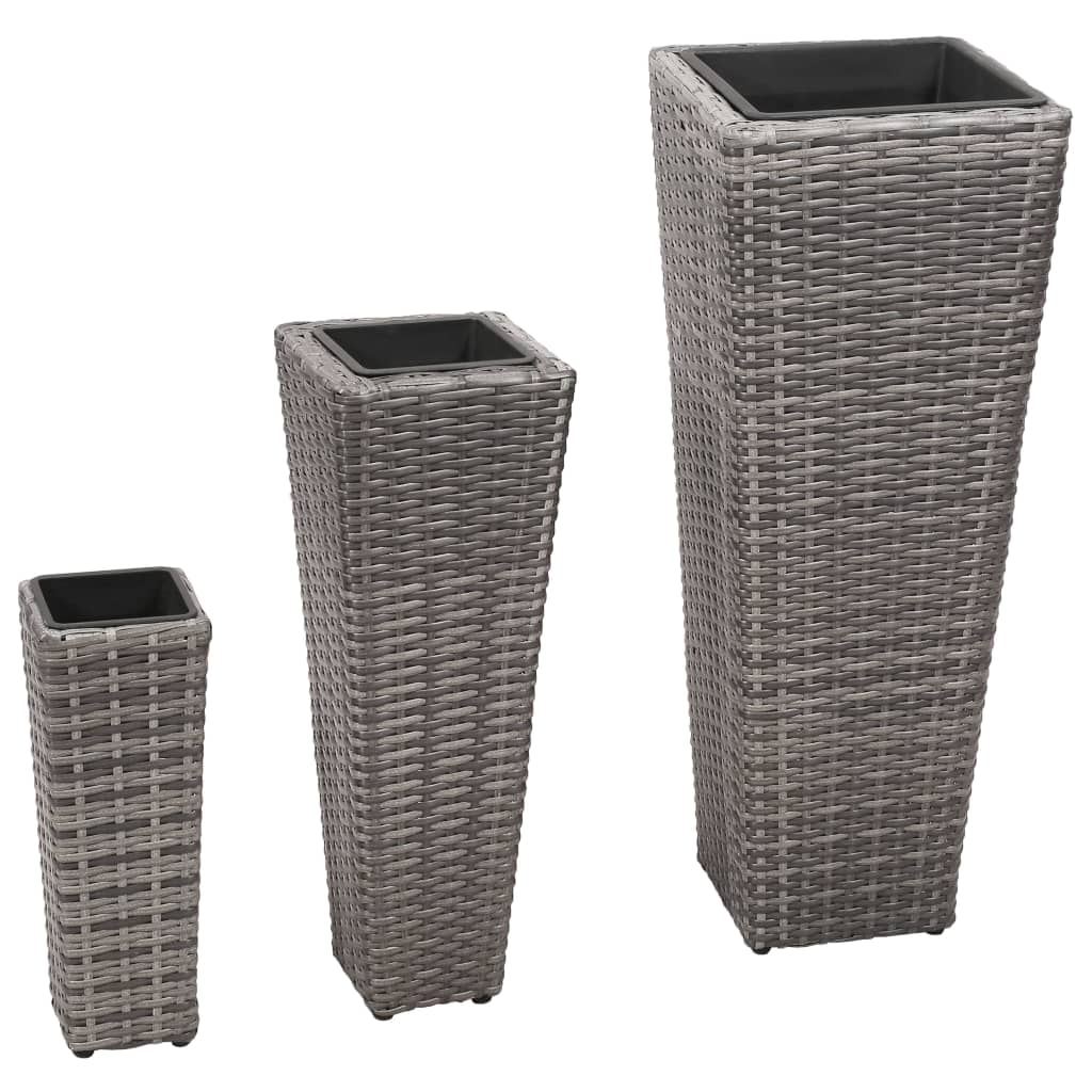 vidaXL Garten-Hochbeet 3-tlg. Poly Rattan Schwarz
