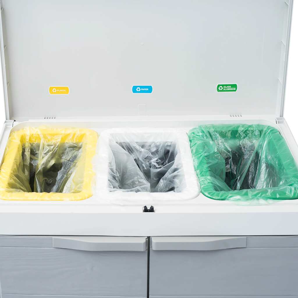 vidaXL Garten-Mülleimer mit 3 Müllsäcken Hellgrau 65 x 38 x 102 cm