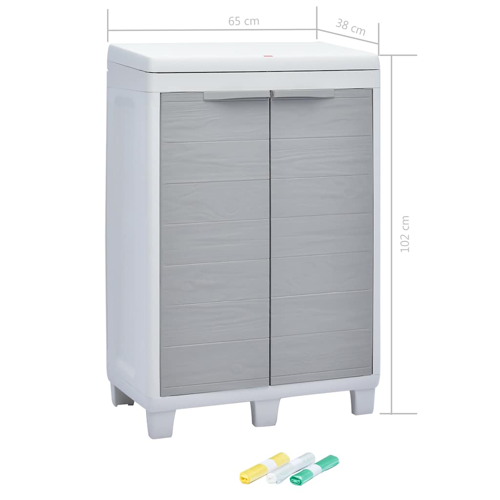 vidaXL Garten-Mülleimer mit 3 Müllsäcken Hellgrau 65 x 38 x 102 cm