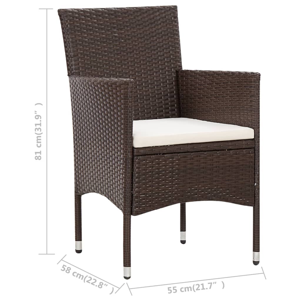vidaXL 5-tlg. Garten-Lounge-Set mit Auflagen Poly Rattan Braun