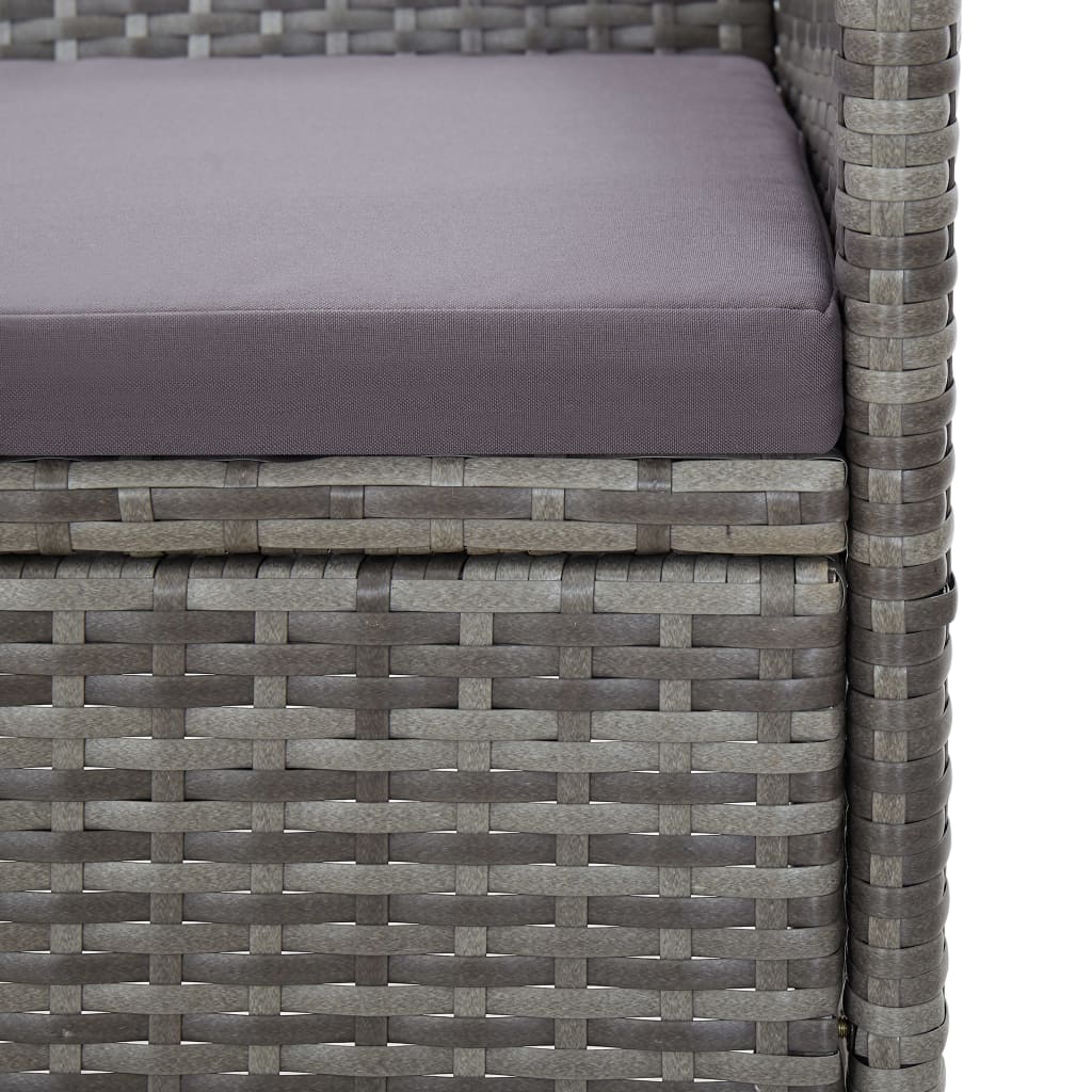 vidaXL 3-Sitzer-Gartensofa mit Polstern Grau Poly Rattan