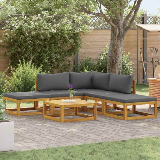 vidaXL 4-tlg. Garten-Lounge-Set mit Auflagen Massivholz Akazie