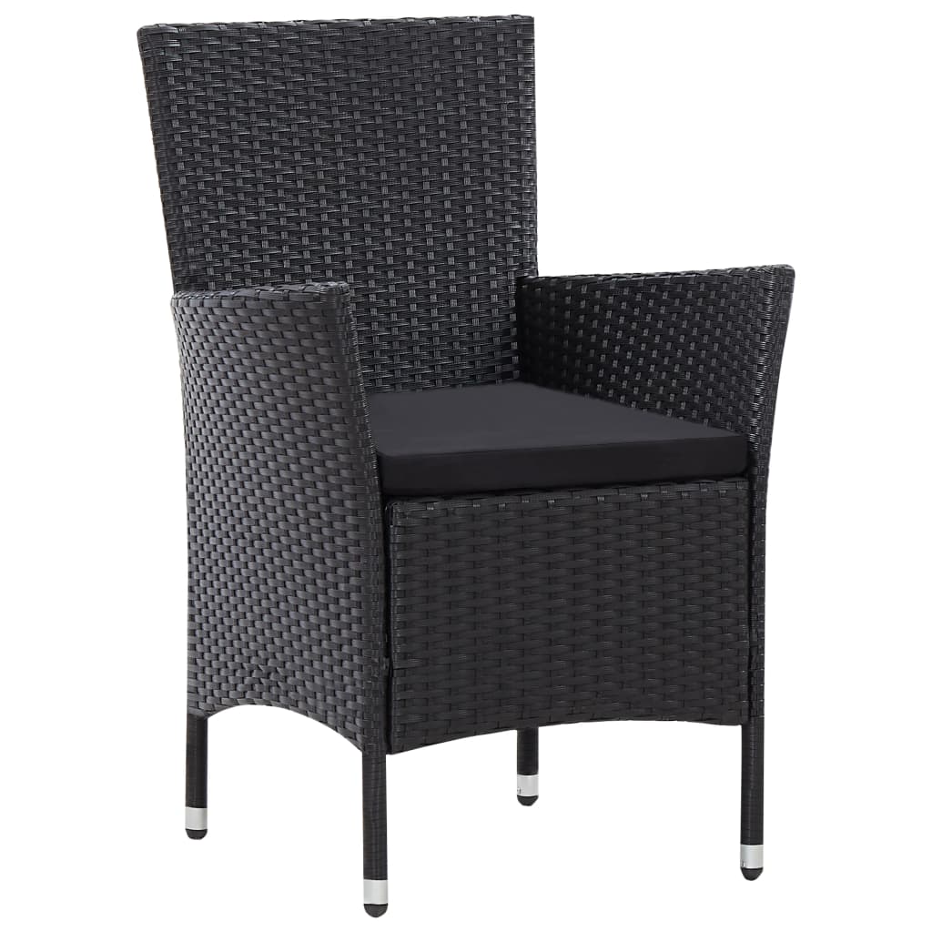vidaXL 9-tlg. Garten-Essgruppe Poly Rattan Schwarz