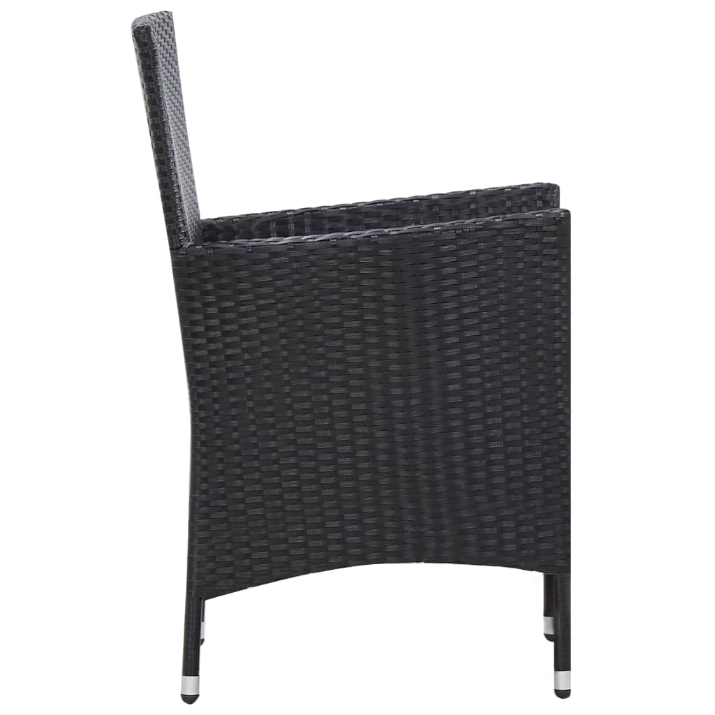 vidaXL 9-tlg. Garten-Essgruppe Poly Rattan Schwarz