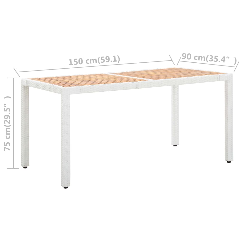 vidaXL 7-tlg. Garten-Essgruppe Poly Rattan Weiß