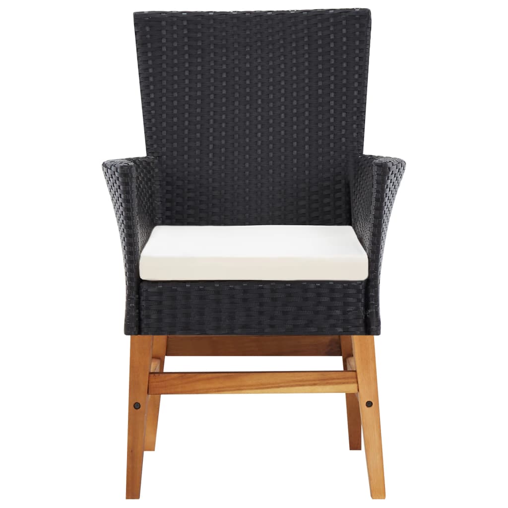 vidaXL 7-tlg. Garten-Essgruppe Poly Rattan und Akazienholz Schwarz