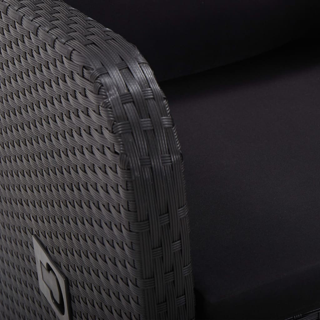 vidaXL 11-tlg. Garten-Essgruppe Poly Rattan Akazienholz Schwarz