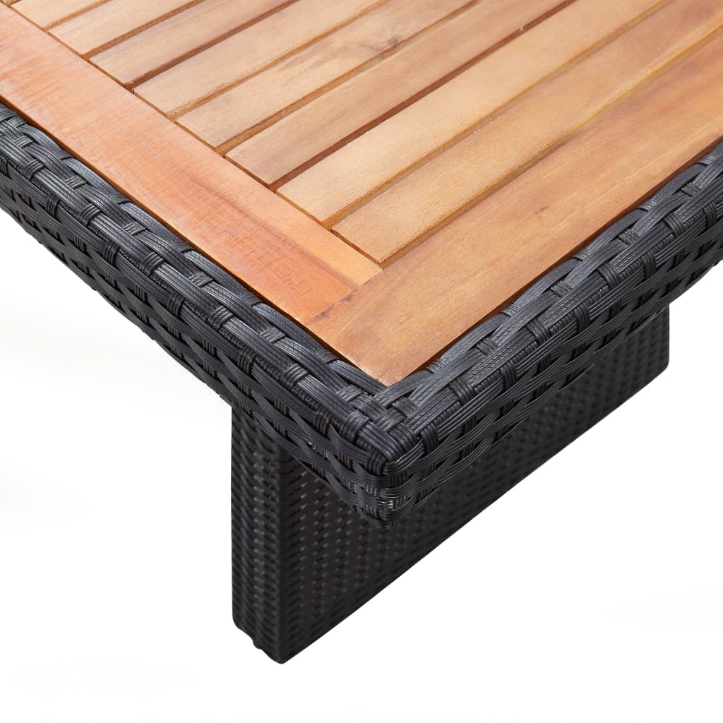 vidaXL 11-tlg. Garten-Essgruppe Poly Rattan Akazienholz Schwarz