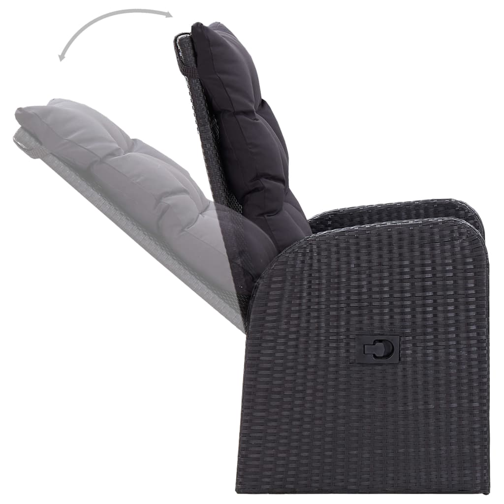 vidaXL 11-tlg. Garten-Essgruppe Poly Rattan Akazienholz Schwarz