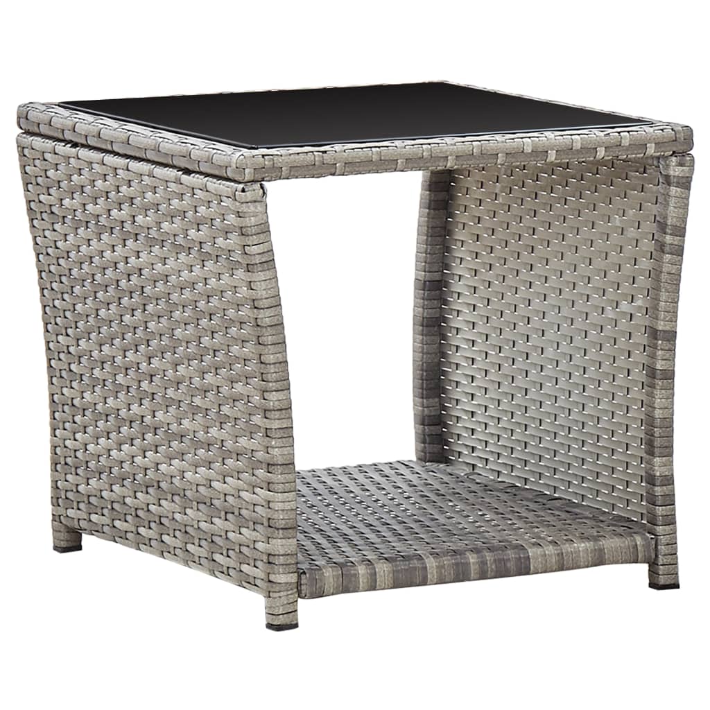 Beistelltisch mit Holzplatte Schwarz Poly Rattan & Akazienholz