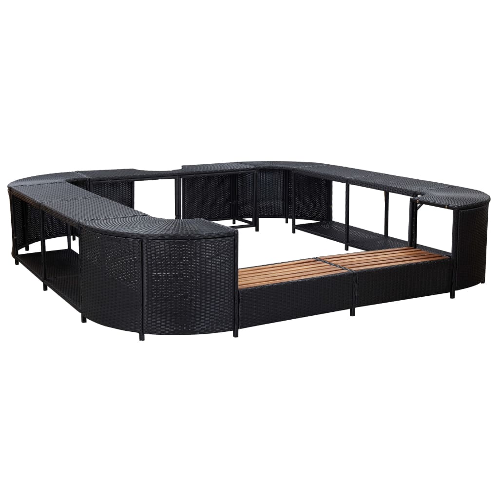 vidaXL Whirlpool-Umrandung Quadratisch Schwarz 268x268x55 Poly Rattan