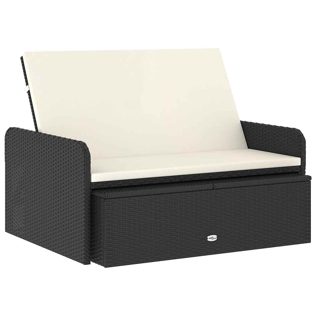 vidaXL 2-tlg. Garten-Lounge-Set mit Auflagen Poly Rattan Schwarz