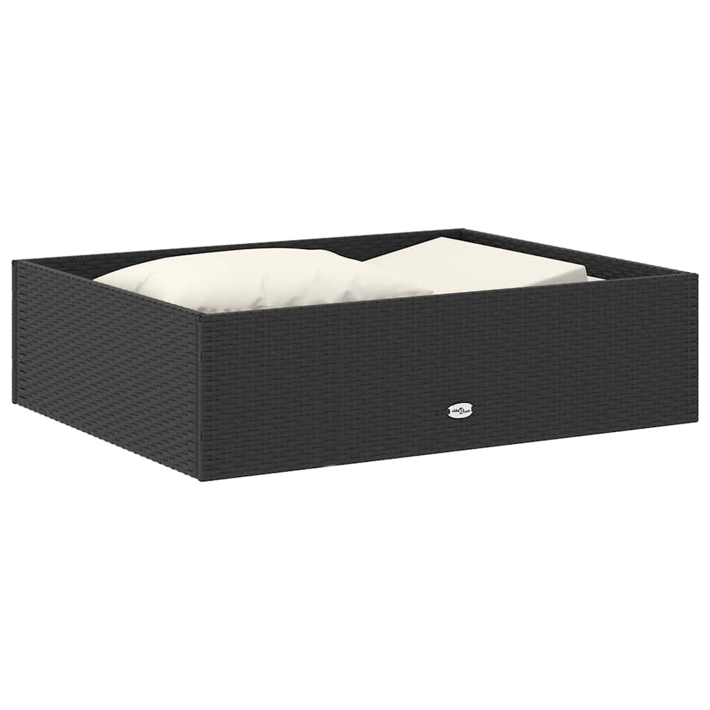 vidaXL 2-tlg. Garten-Lounge-Set mit Auflagen Poly Rattan Schwarz