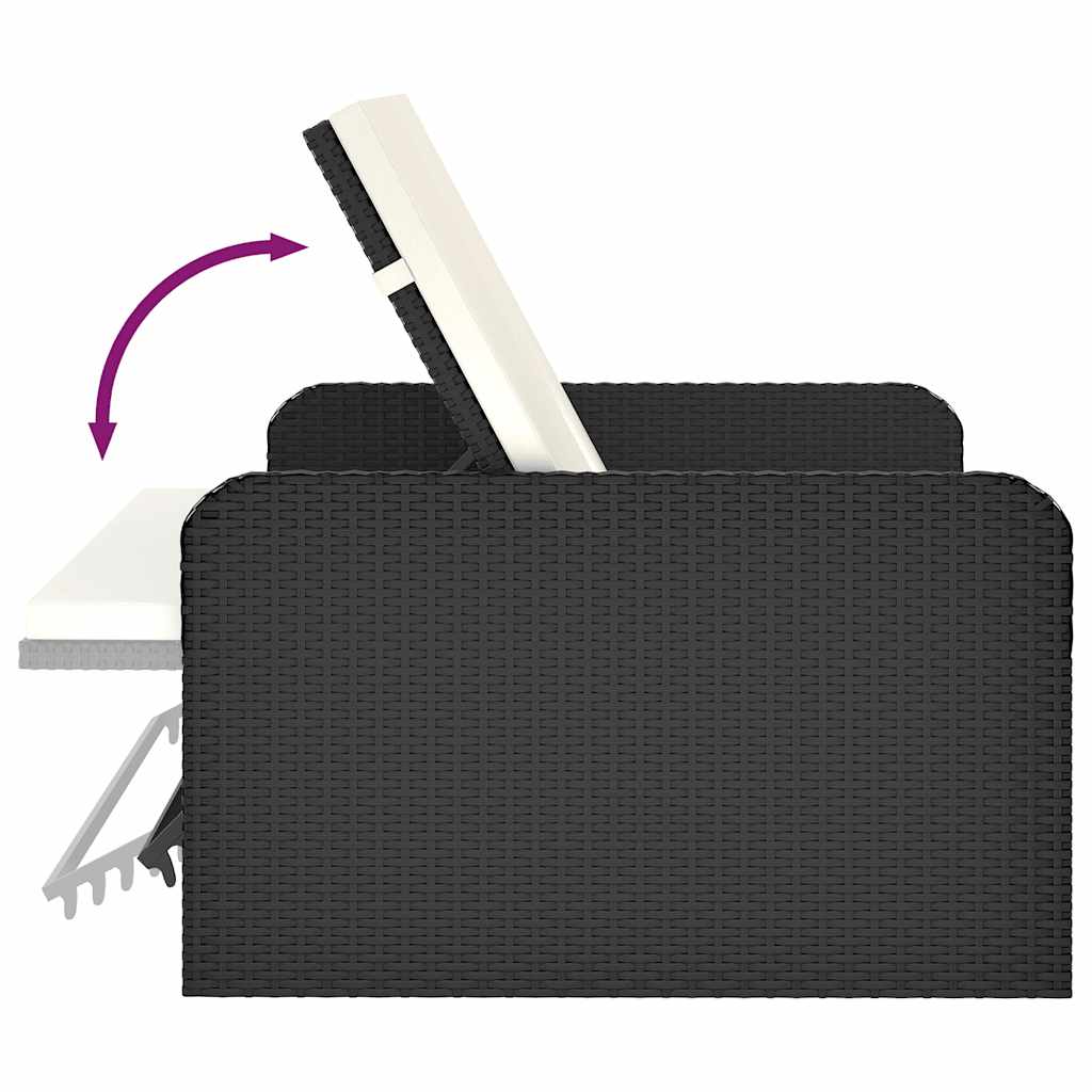 vidaXL 2-tlg. Garten-Lounge-Set mit Auflagen Poly Rattan Schwarz