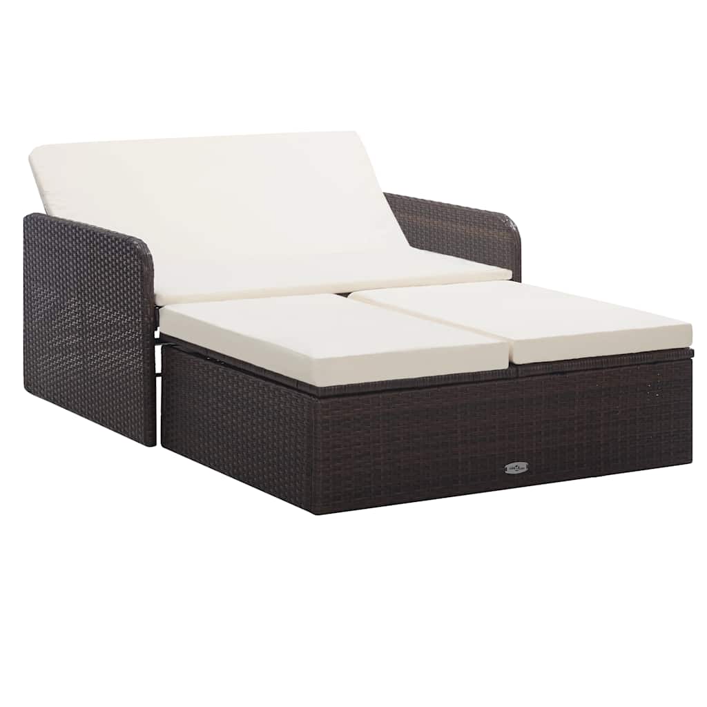 vidaXL 2-tlg. Garten-Lounge-Set mit Auflagen Poly Rattan Schwarz