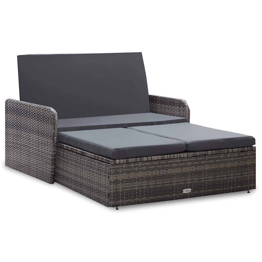 vidaXL 2-tlg. Garten-Lounge-Set mit Auflagen Poly Rattan Schwarz