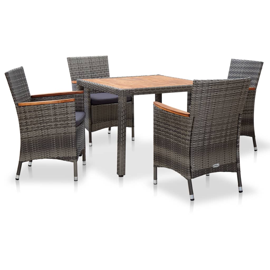 3-tlg. Garten-Essgruppe mit Kissen Poly Rattan Grau