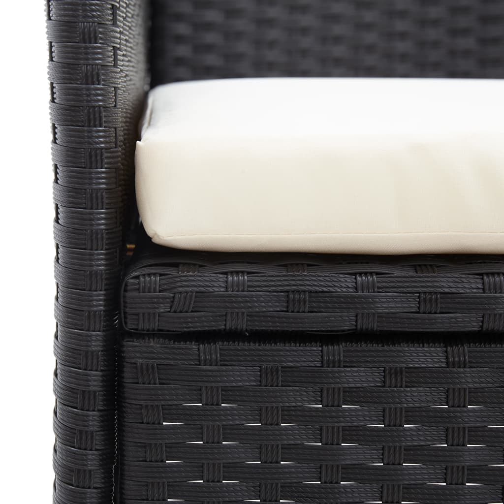 vidaXL 2-Sitzer-Gartenbank mit Teetisch 143 cm Poly Rattan Schwarz