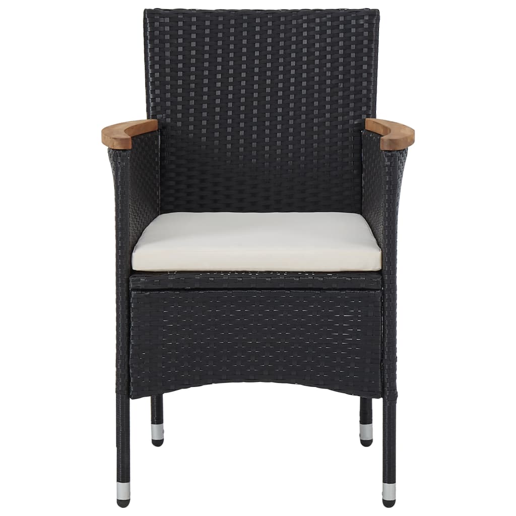 vidaXL 5-tlg. Garten-Essgruppe Schwarz Poly Rattan Akazie Massivholz