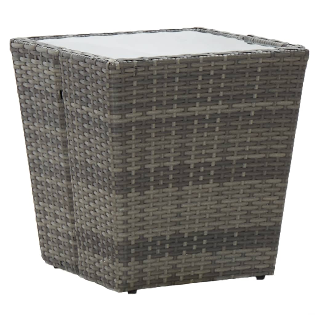 vidaXL Beistelltisch Beige 41,5x41,5x44 cm Poly Rattan und Hartglas