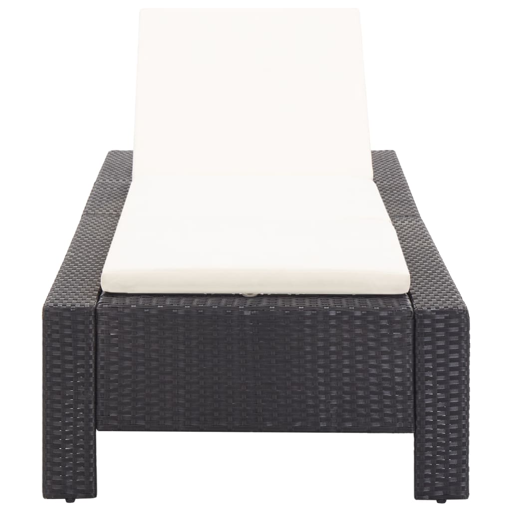 vidaXL Sonnenliege mit Auflage Schwarz Poly Rattan