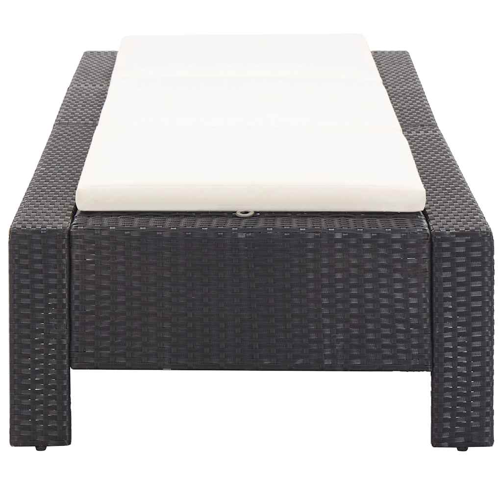 vidaXL Sonnenliege mit Auflage Schwarz Poly Rattan