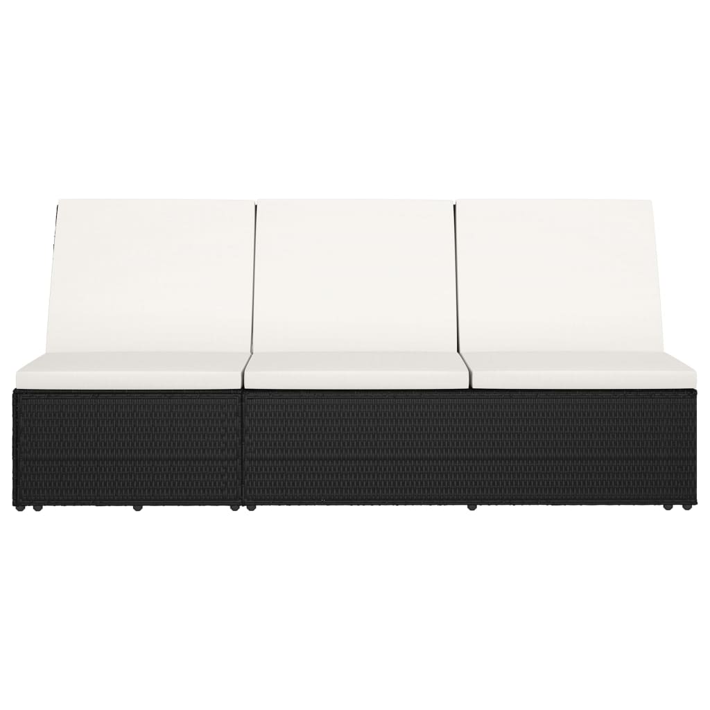 vidaXL Sonnenliege mit Auflage Poly Rattan Schwarz