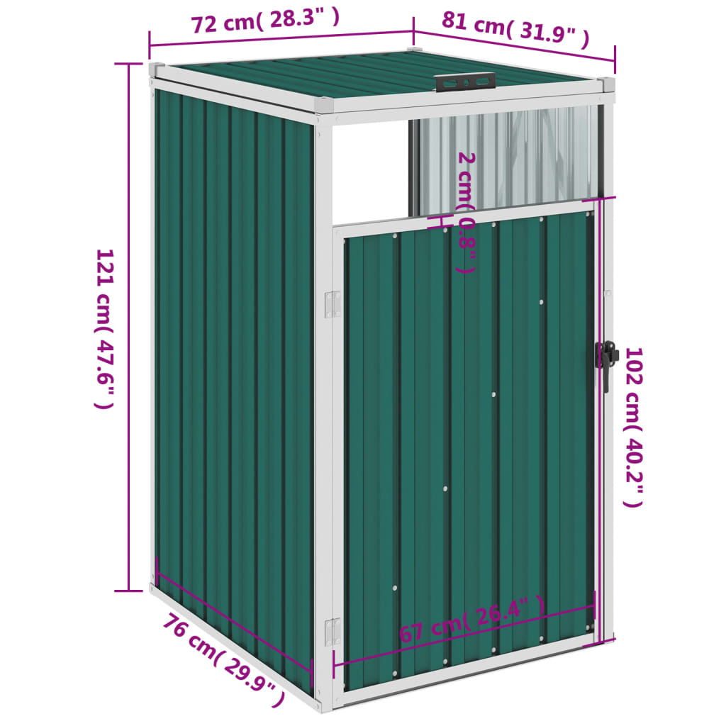 vidaXL Mülltonnenbox Grün 72×81×121 cm Stahl