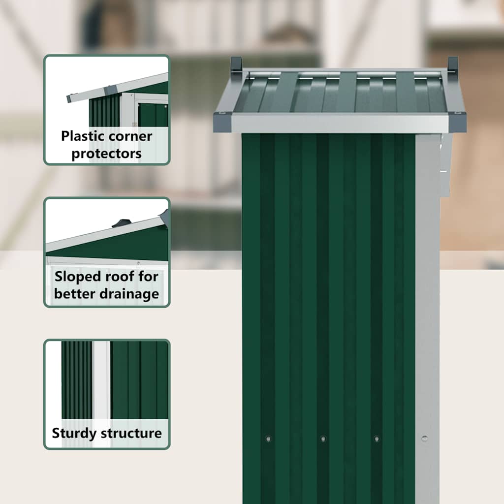 vidaXL Gerätehaus Grün 116x45x175 cm Verzinkter Stahl