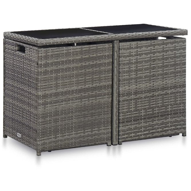 vidaXL 3-tlg. Bistro-Set mit Kissen Poly Rattan Grau