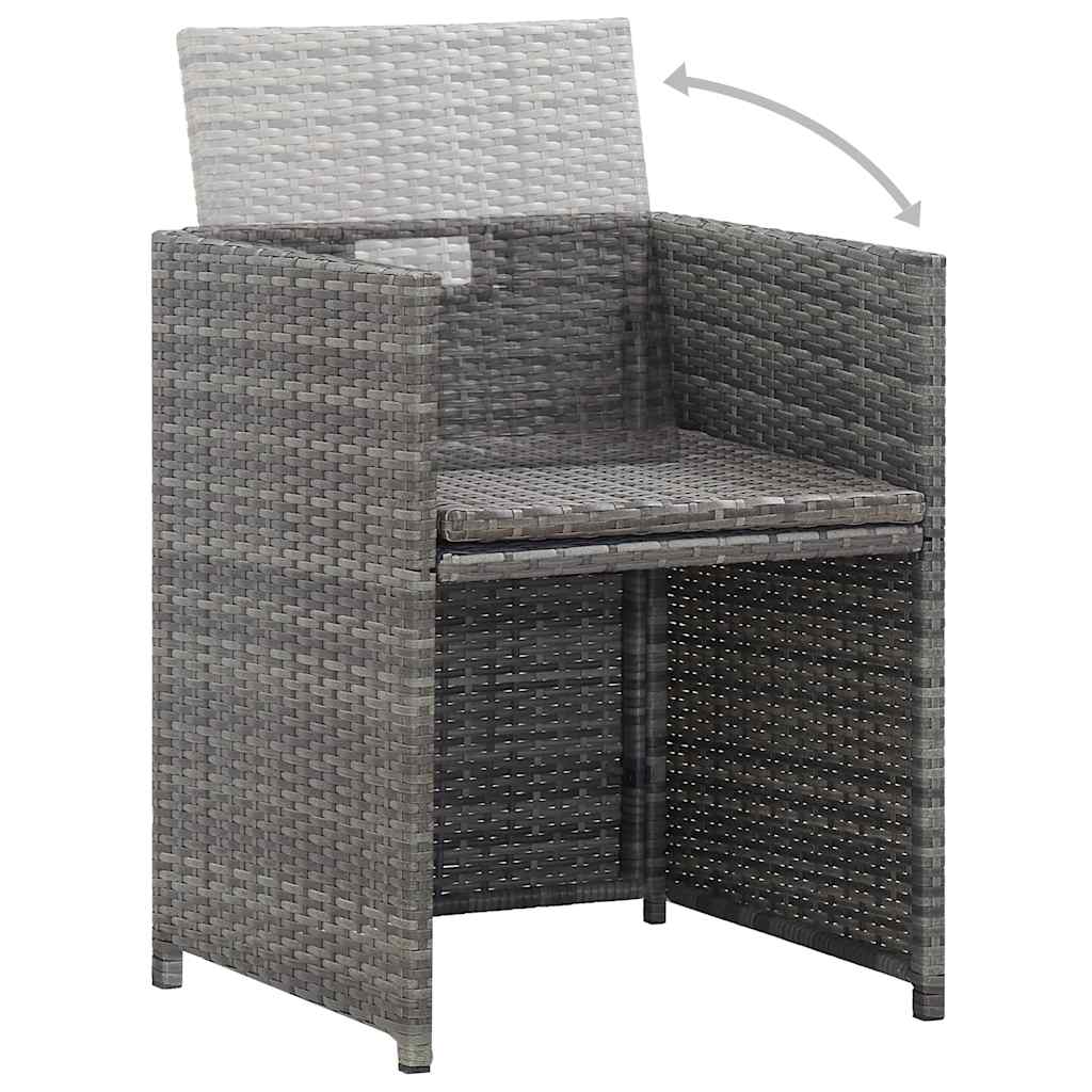 vidaXL 3-tlg. Bistro-Set mit Kissen Poly Rattan Grau