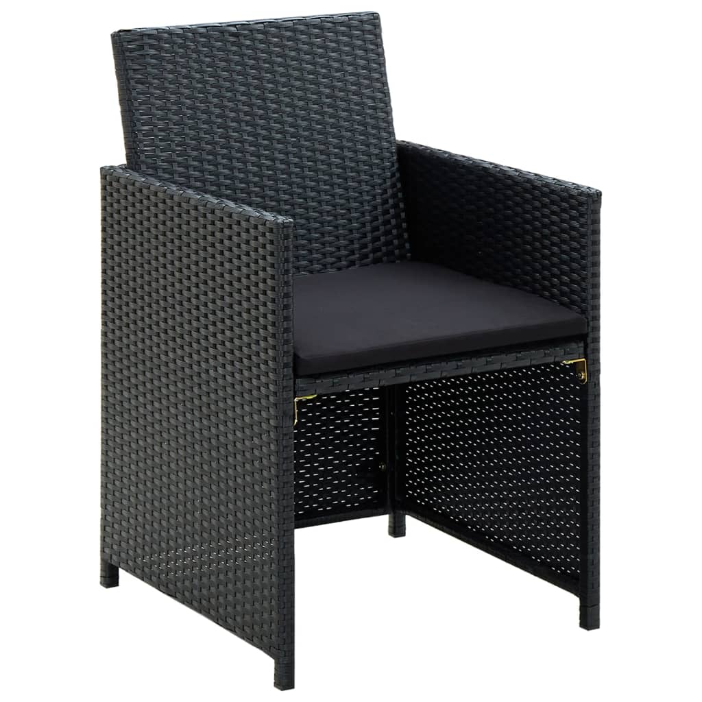 vidaXL 4-tlg. Garten-Lounge-Set mit Auflagen Poly Rattan Schwarz
