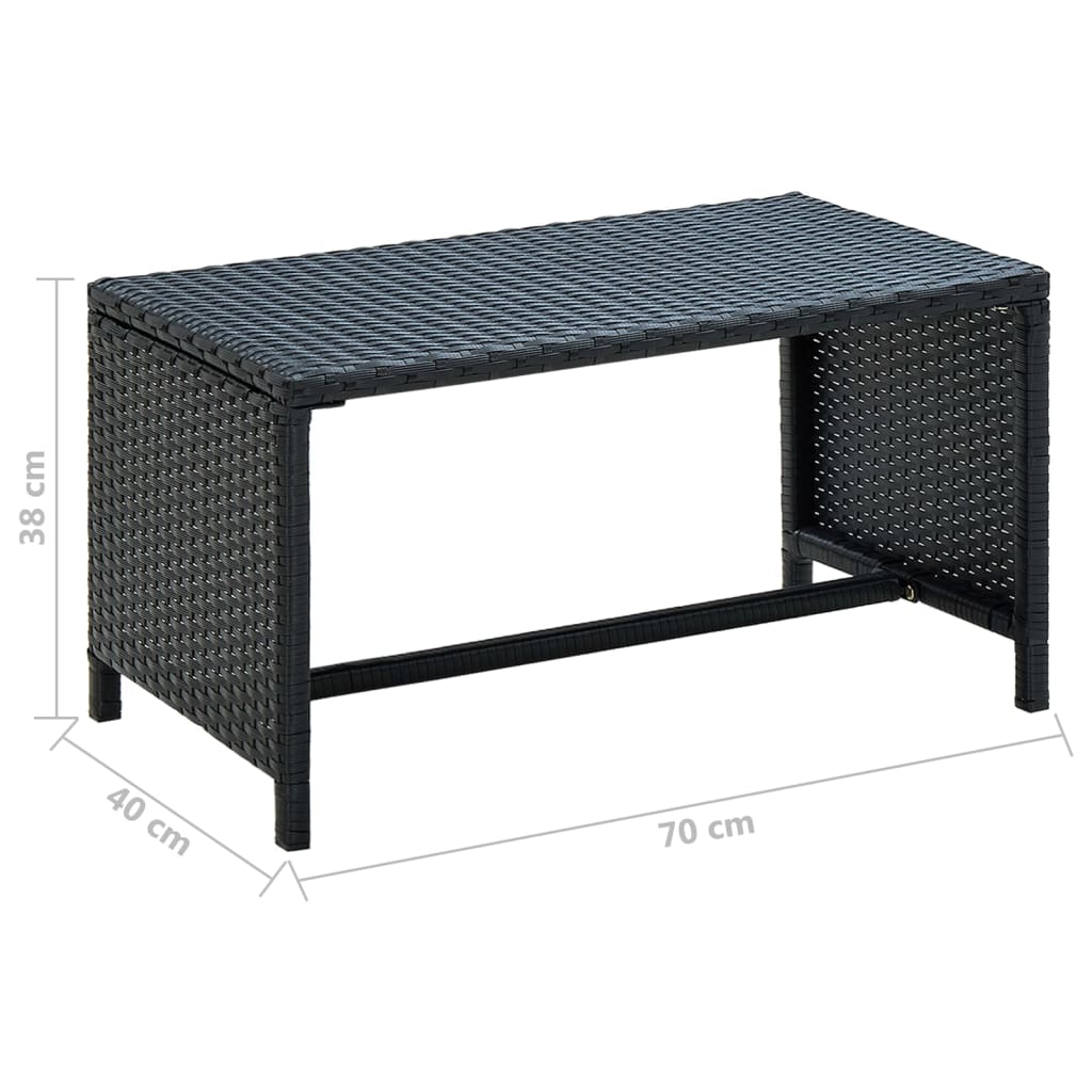 vidaXL Couchtisch Schwarz 70×40×38 cm Poly Rattan