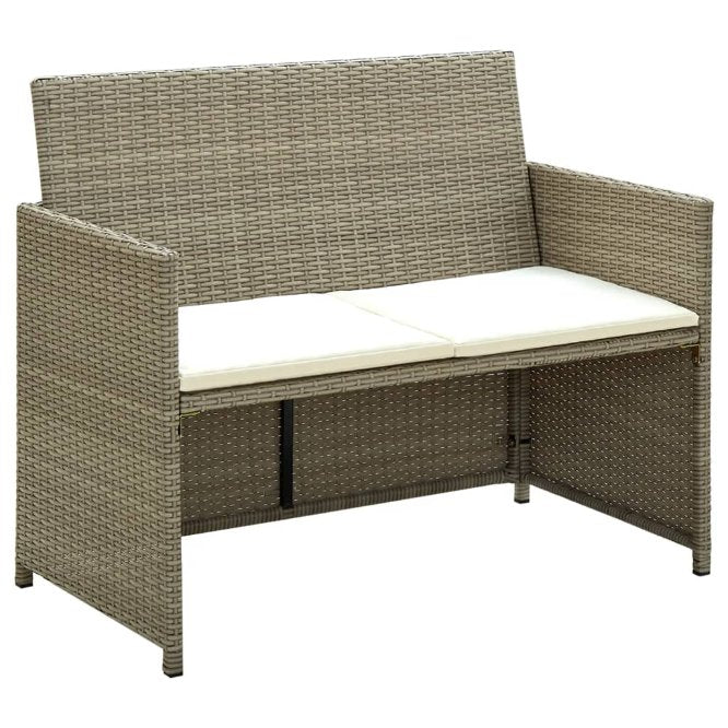 vidaXL 2-Sitzer-Gartensofa mit Polstern Schwarz Poly Rattan