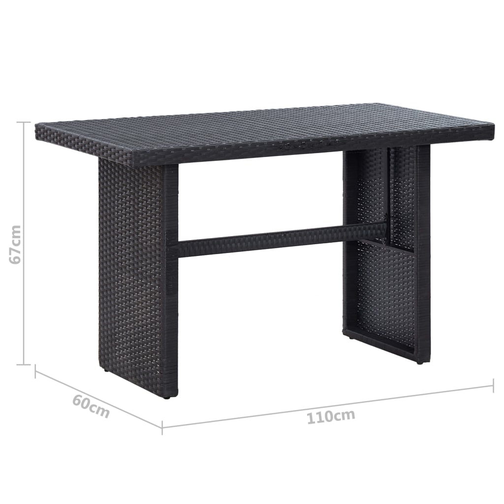 vidaXL 3-tlg. Garten-Lounge-Set mit Auflagen Poly Rattan Schwarz