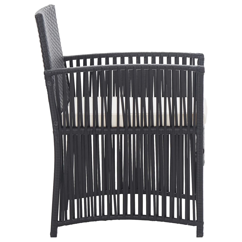 vidaXL 4-tlg. Garten-Lounge-Set mit Auflage Poly Rattan Schwarz