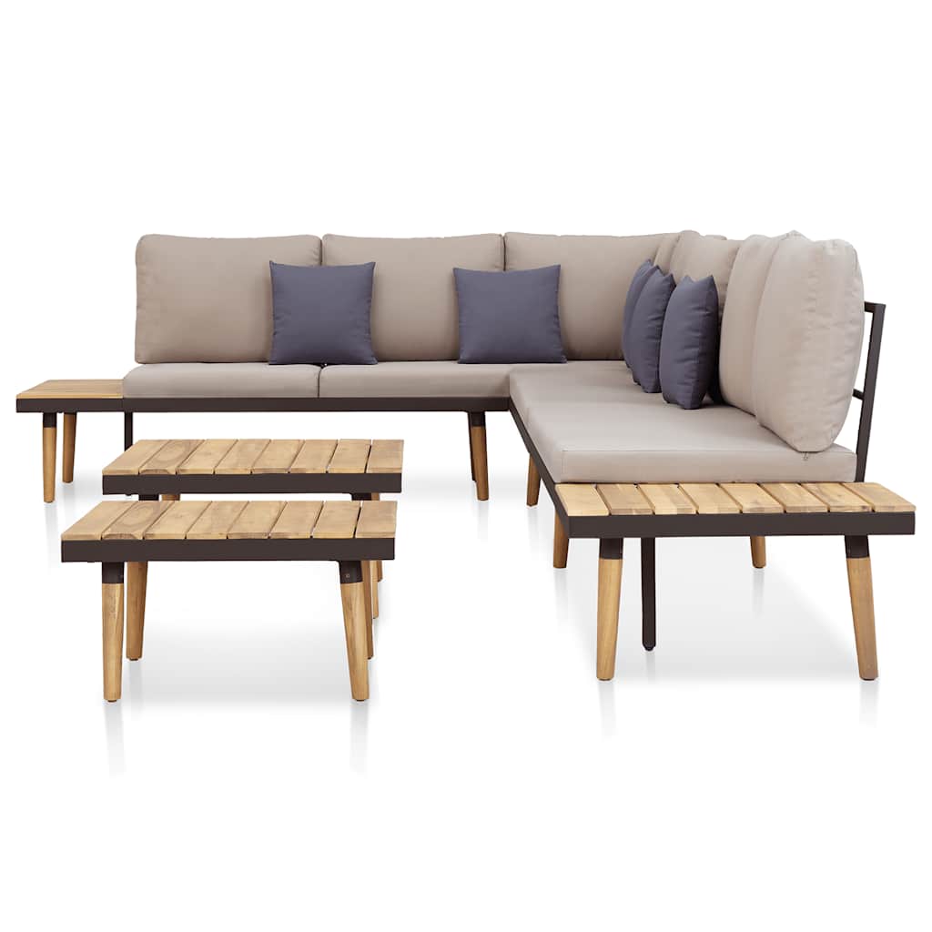 vidaXL 7-tlg. Garten-Lounge-Set mit Kissen Massivholz Akazie Braun