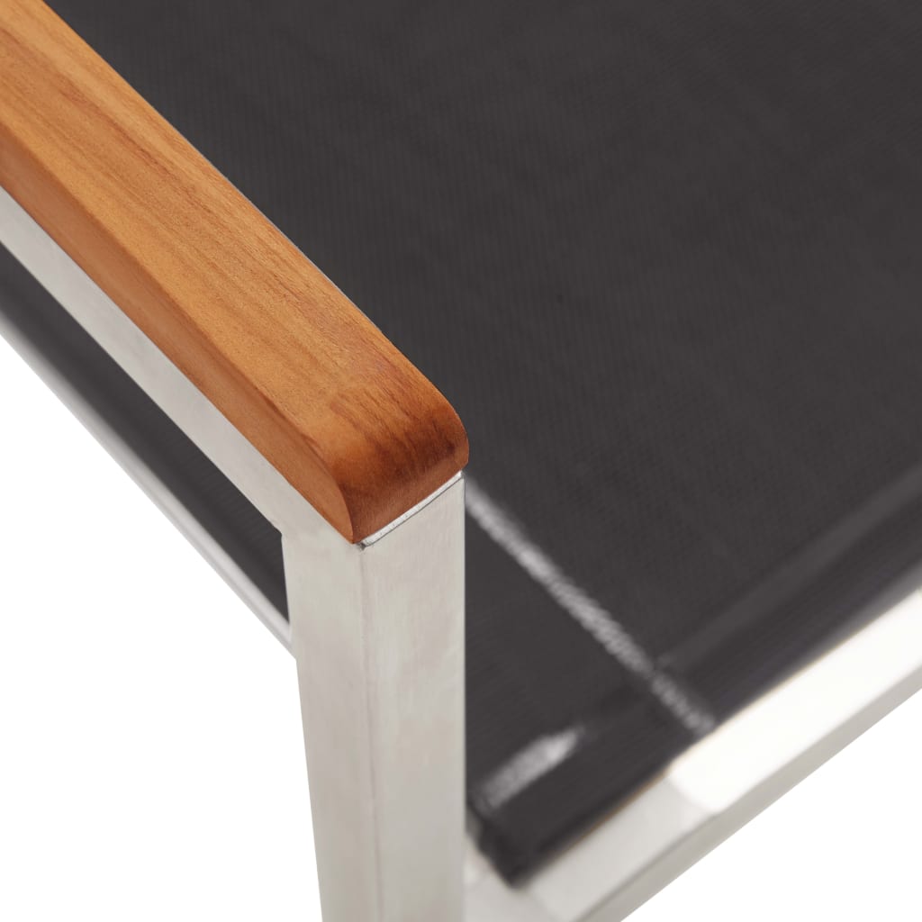 vidaXL Gartenstühle 4 Stk. Textilene and Edelstahl Grau