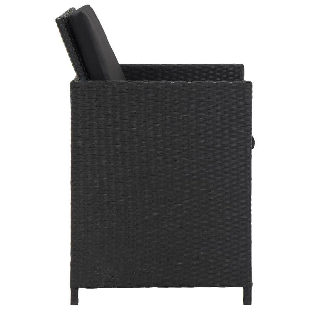 vidaXL 5-tlg. Garten-Essgruppe mit Auflagen Poly Rattan Schwarz