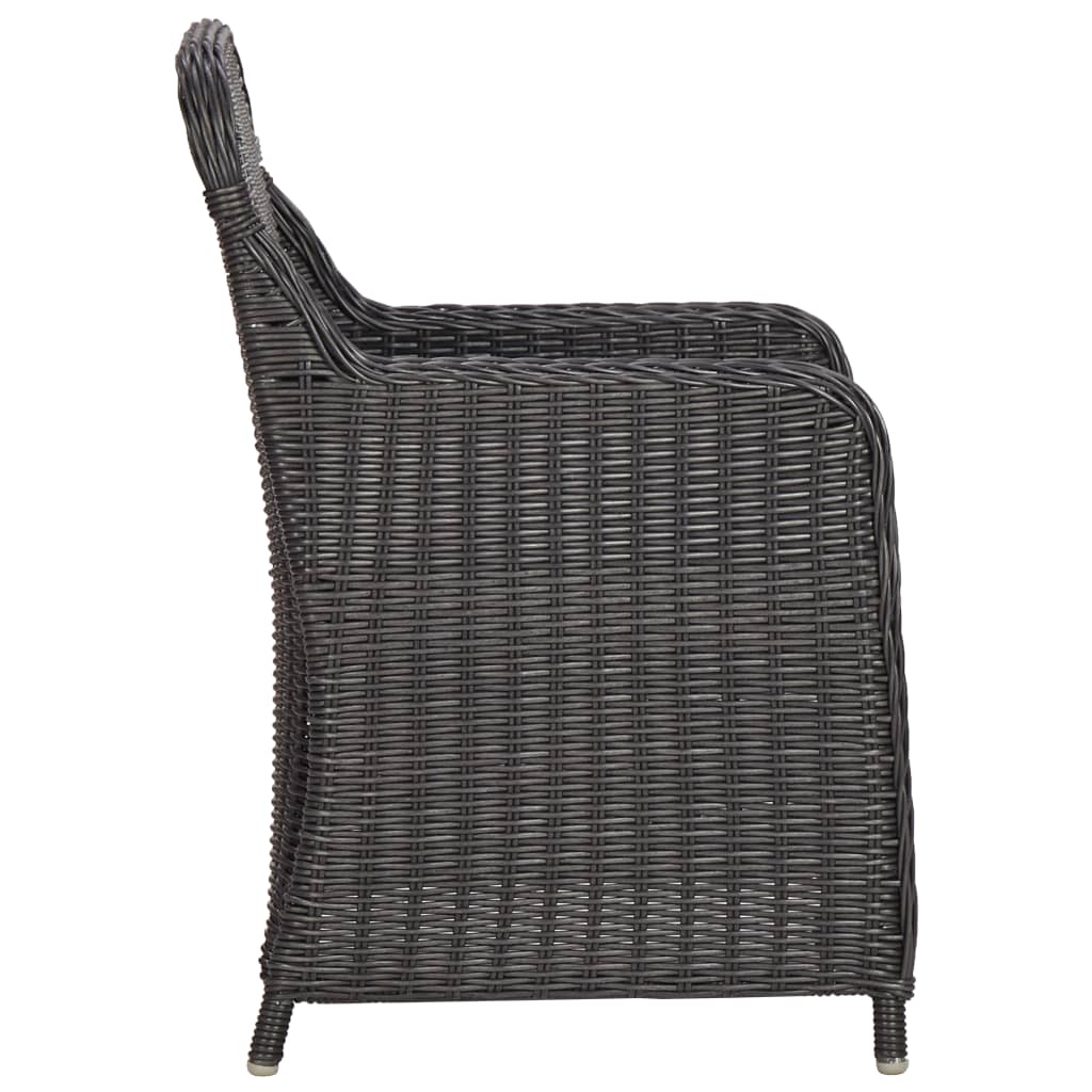 vidaXL 3-tlg. Garten-Bistro-Set mit Auflagen Poly Rattan Schwarz