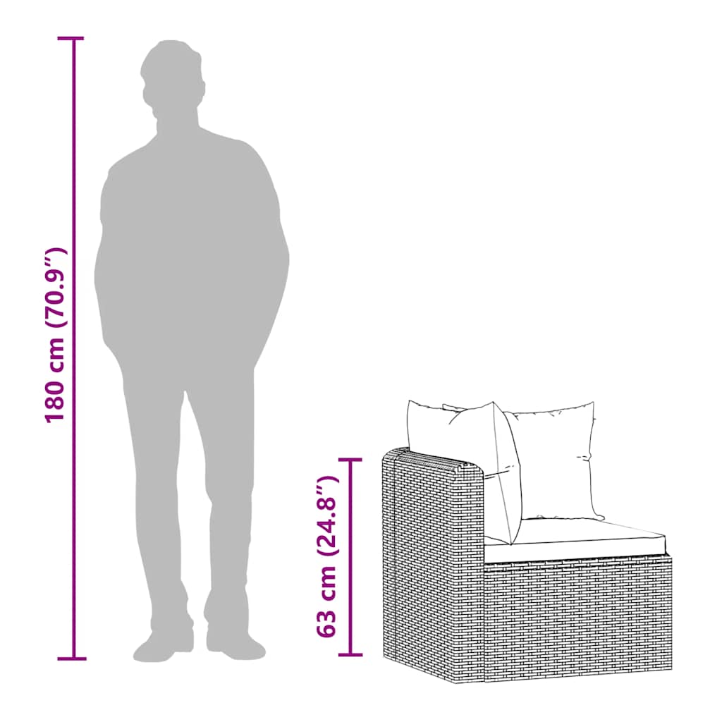 vidaXL 9-tlg. Garten-Lounge-Set mit Auflagen Poly Rattan Schwarz