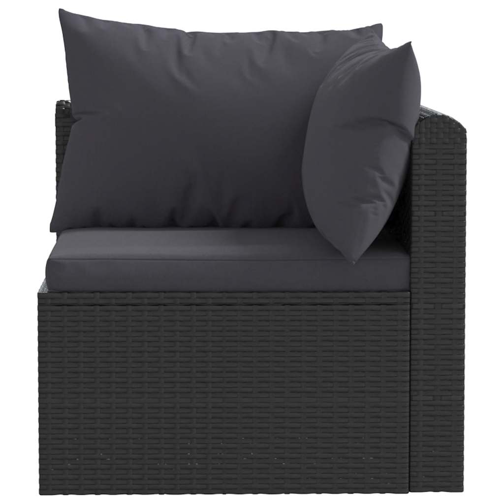 vidaXL 9-tlg. Garten-Lounge-Set mit Auflagen Poly Rattan Schwarz