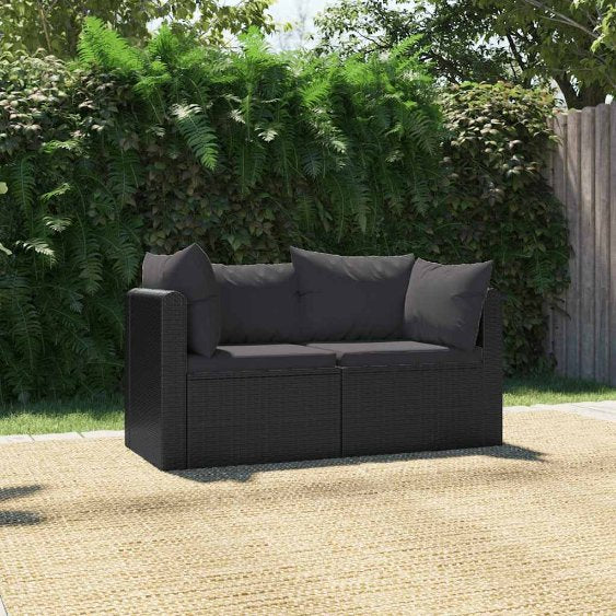 vidaXL 9-tlg. Garten-Lounge-Set mit Auflagen Poly Rattan Schwarz